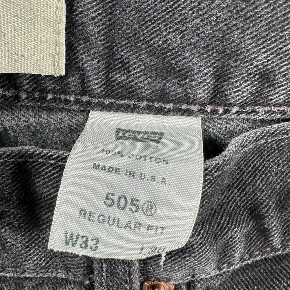 VINTAGE Levi 505 Jeans Mens 33x30 (30x29) Black Faded‎ Regular Fit Made in USA